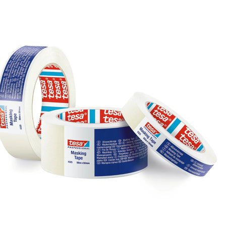 tesa® 4325 Abdeckband Basic – Standard-Malerband für Innenbereich, Naturkautschuk, leicht gekreppt, beige